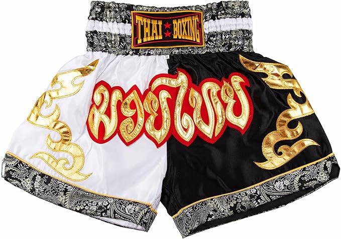 Thai - Boxing Shorts White and Black