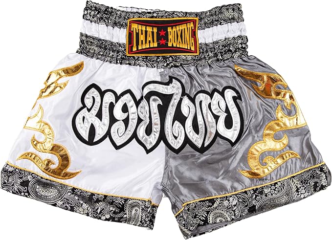 Thai - Boxing Shorts White and Grey