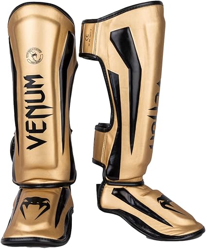 Venum Elite Shin Guards Gold/Black